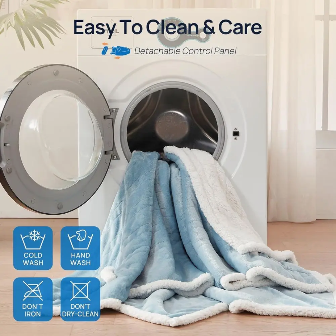 Ultra-Soft Wearable Blanket with Sleeves & Foot Pocket – 6 Heat Levels