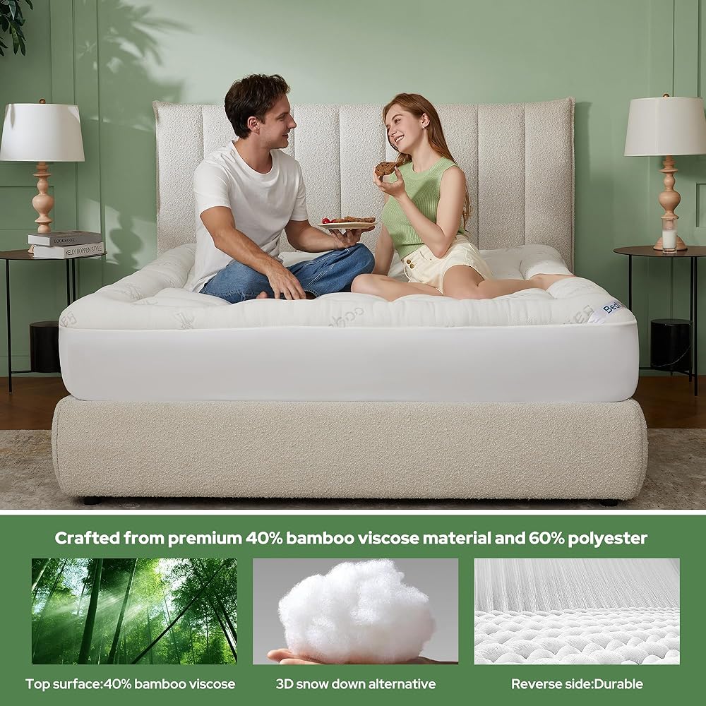King Size Bamboo Viscose Pillow Top Mattress Topper